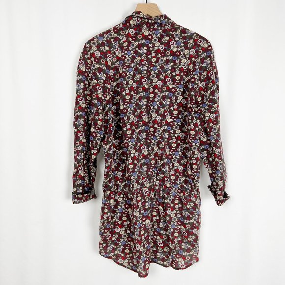 Aritzia Wilfred Floral Print Long Utility Cargo Shacket Trench Coat Light Jacket - Picture 9 of 10